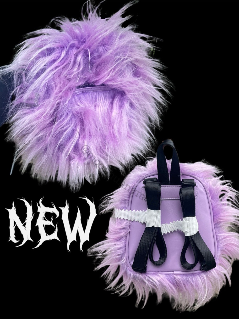 NEW Dolls Kill Case of the Grumpies fluffy purple pink mini backpack Faux Fur